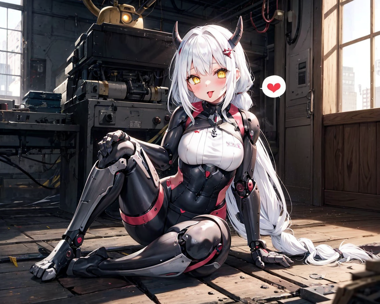 53426-1377895672-((1girl)),heart-shaped pupils, white hair,yellow eyes, tongue out, blush,spoken heart, _,_prosthetic quadruped,Quadruped machine.png